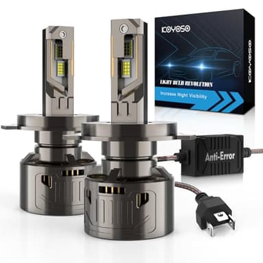 KOYOSO LED H4 Bombillas CANBUS: Sin Error Kit de Lámparas para Faros 36000LM 200W Súper Brillante LED Luces - LED Larga y Corta Reemplazo para 12V Coche - 6500K Blanco