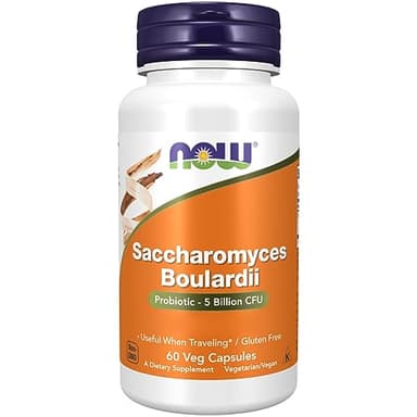 Now Foods Saccharomyces boulardii, Levadura Probiotica, 5 billones de cultivos, 60 Capsulas veganas, Testado en laboratorio, Sin gluten, No GMO, Vegetariano, Sin soja