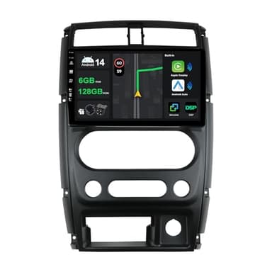 9" [6G+128G] Android 14 Radio Coche para Suzuki Jimny 2007-2015 con Carplay|Android Auto|DSP|Mirror Link-GPS Navi Navegador Radio con Bluetooth 5.0/WiFi/4G/FM/360 AHD Cámara