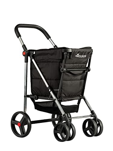 Carro Rolser Basket Polar 4 Ruedas Grandes 2 Giratorias Plegable - Negro