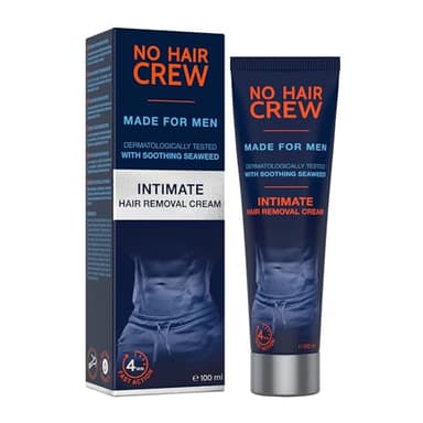 NO HAIR CREW Crema Depilatoria Íntima Premium -, calmante, todo tipo d epiel, Extra Suave Hecha Para Hombres, 100 ml