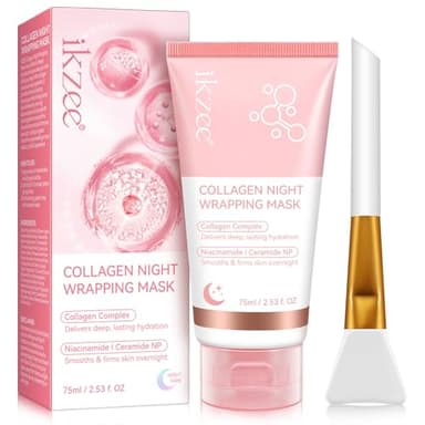 Mascarilla de Colágeno Nocturna – Mascarilla Hidratante Tipo Peel Off para la Noche, con Niacinamida y Ceramida, Apta para Todo Tipo de Piel