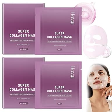 8 Piezas Mascarilla de Colageno,Mascarilla Colageno Facial Coreana,Collagen Mask,Mascarilla Facial Colageno,Diluye Las Líneas Finas,Hidrata,Nutre Profundamente