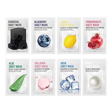 [Paquete De 8] EUNYUL Puriy Mascarilla Facial 8 tipos, Hidratantes Y Calmantes Cuidado De La Piel Coreano