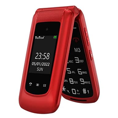 CHAKEYAKE Teléfono móvil para personas mayores, sin contrato, plegable con botones Groüe, teléfono GSM con teclas GSM, teléfono para personas mayores con pantalla doble de 2,4 pulgadas, botón de