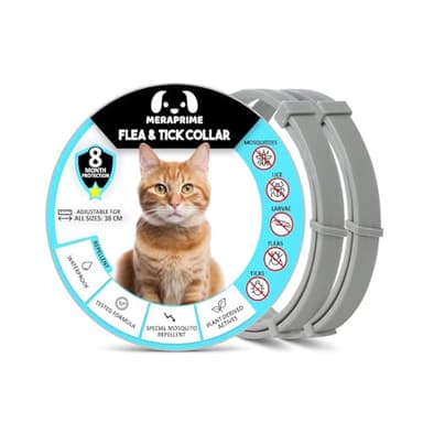 Collar Antiparasitario Gatos y Perros - Desparasitante Gatos Mosquitos, Pulgas y Garrapatas - Collar Antipulgas Gato, Desparasitacion Gato -38cm Ajustable, 8 Meses, Repelente Vegetal, Impermeable