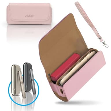 CABLE TECHNOLOGIES Funda de piel sintética compatible con IQOS ILUMA, estuche de lona y piel PU, organizador, cubierta/monedero cigarrillo electrónico, accesorios (Pink)