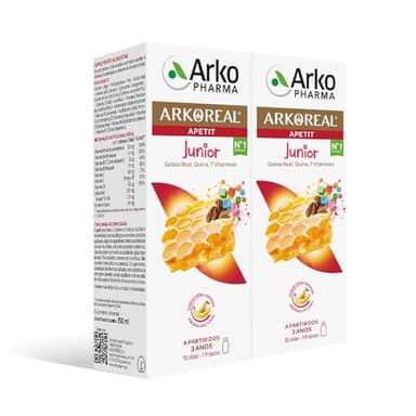 Arkopharma Arkoreal Jarabe Apetit Junior 150 ml Pack x2, Jalea Real, Quina y 8 Vitaminas, Estimula el Apetito, Sabor a Pera - Plátano, Complemento Alimenticio