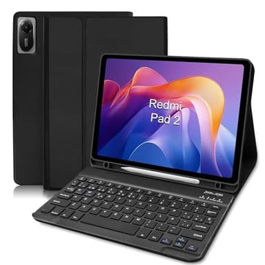 COEZFE Funda Teclado para Xiaomi Redmi Pad 2 /Redmi Pad SE 11 Pulgada, Español Ñ Bluetooth Magnético, Smart Funda con Teclado QWERTY para Xiaomi Redmi Pad 2 /Redmi Pad SE 11”, Negro