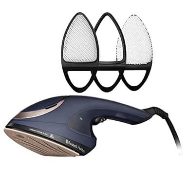 Russell Hobbs Plancha Vertical, Plancha de Ropa 2 en 1 [Vapor Vertical y Plancha Tradicional] Steam Genie (1800 W, Suela Cerámica, 3 Accesorios: Ropa Delicada, Tapicería y Quitapelusas) 28370-56