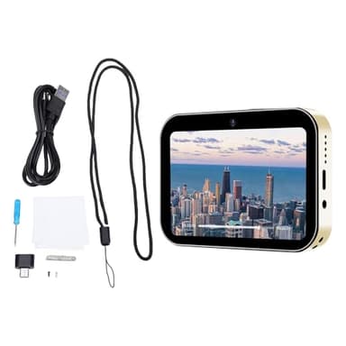 Denash 4K UHD, Fotos de 64MP, Cámara Compacta con Tarjeta de Memoria de 32 GB, Pantalla Táctil de 3 Pulgadas, Cámara Digital Compacta, Recargable USB, Configuración de Alarma, Cámara (Gold)