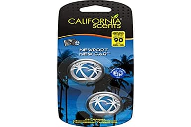 California Scents Ambientador de Coche - Minidifusores 2 Pack - Fragancia Duradera de Coche Nuevo (hasta 90 Días) - Ajusta la Intensidad del Aroma para Ventilación, Sin Bloquear el Flujo de Aire
