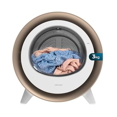 Cecotec Secadora Compacta Evacuación 3Kg Bolero DressCode Dry 3500V Gold. 8 Programas, Secado Automático Inteligente, Control Touch, Función UV Care, Tambor Inox, Antiarrugas, Blanco y Oro Cromado