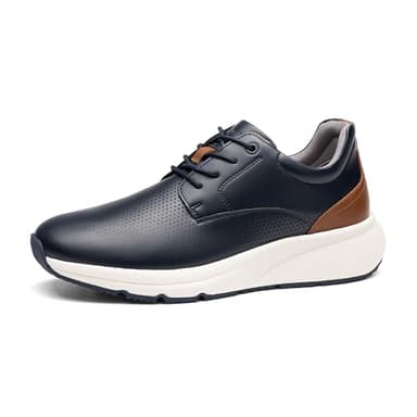 Bruno Marc Zapatos deportivos de vestir casuales para hombre, cómodos durante todo el día, para caminar, transpirables, ligeros, Oxfords MaxFlex ActiveMetro, Azul oscuro, 42.5 EU