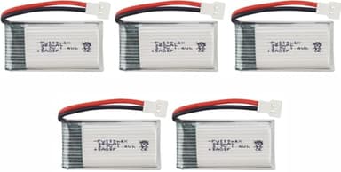 YUNIQUE GREEN-CLEAN-POWER - Juego de 5 Baterías Lipo Recargables 3.7V 380mAh | Compatibles con Hubsan X4 H107c H107d H107L | Larga Duración y Alto Rendimiento, Plata | 38X20X7.5 mm - 10 gr