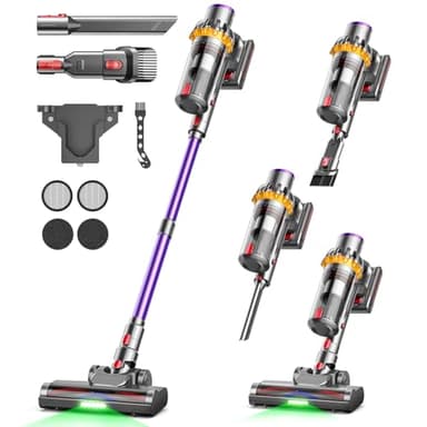 Aspiradora sin Cable, 550W/45KPa/70Mins Aspirador Escoba sin Cable Potente de 1.6L, con Pantalla Táctil LED y Cepillo Antienredos, 6 en 1 Aspirador Inalámbrico para Suelos/Alfombras/Pelo de Animales