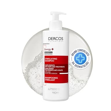 Vichy Champú Anticaída, Efecto Estimulante, Apto Para Todo Tipo de Cabello, Cuero Cabelludo Sano y Detoxificado, Con Aminexil, Energy+, Dercos Technique, 400 ml