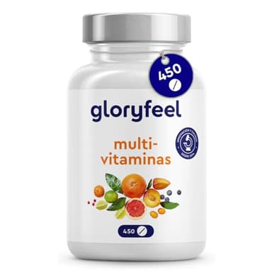 Multivitaminas y Minerales - 450 Comprimidos (Suministro para +1 año) - Todas las Vitaminas A,B,C,D3,E, Calcio, Zinc, Selenio – Multivitaminico Activo Completo para Hombre y Mujer