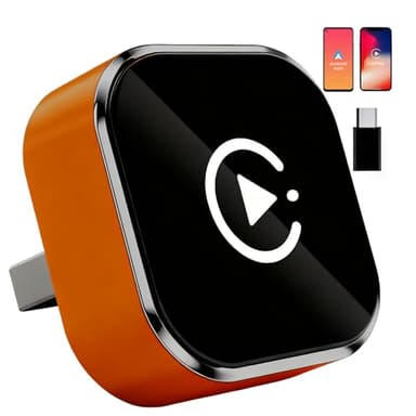 2 en 1 Adaptador CarPlay Inalámbrico, CarPlay Cableado a Inalámbrico Sin Esfuerzo, para Coches con CarPlay, para iPhone iOS 10+ & Android Auto, Compacto y Estable Bluetooth Car Play Wireless Adapter