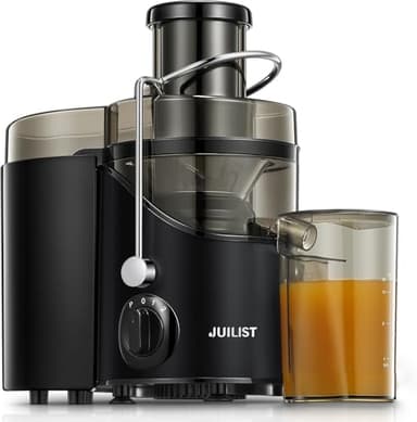 Juilist Licuadoras Para Verduras y Frutas, Extractor de Zumos y Verduras, Orificio de llenado de 65 mm, 3 Posiciones, con Cepillo de Limpieza, Fácil de Limpiar, Negro
