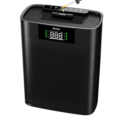 AIRTOK Purificador de Aire con Monitor de calidad de aire PM 2.5, Modo de sueño HEPA, Aromaterapia, cubre hasta 1300 Ft², Filtro HEPA Para Alergias, Humo, Caspa De Mascotas y Olores