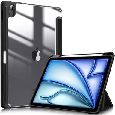 Fintie Funda iPad Air 11" M4/M3/M2 (2026/2025/2024), iPad Air 5ª Gen/4ª Gen (2022/2020) de 10.9"- Híbrida Delgada Antichoque con Carcasa Trasera Transparente y Soporte para Lápiz - Negro