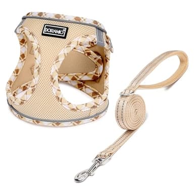 DORAMIO Arnés Perro Pequeños, Arnés Antitirones Reflectante Cómodo Transpirable Arneses Chaleco para Perros Pequeños Gatos, Cachorros (XXS, Beige)