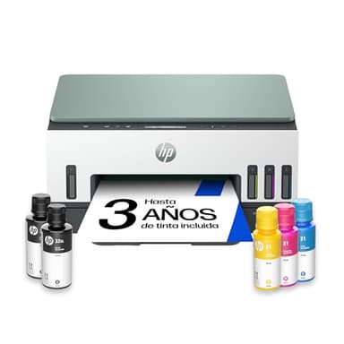 HP Smart Tank 7007, Impresora multifunción de inyección de Tinta A4 a Color, Wi-Fi, impresión a Doble Cara automática, escáner y Copia, hasta 3 años de Tinta incluida