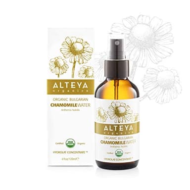 Alteya Organics Agua de Manzanilla en Espray 120 ml Botella de Vidrio - Certificado Orgánico por el USDA - Hidratante, calmante y relajante