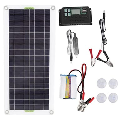 Kit de Inicio de Panel Solar, 12V a 220V 30W Panel de Carga Solar 220W Kit de Cargador de Batería de Inversor Solar para Acampar Senderismo(#2)