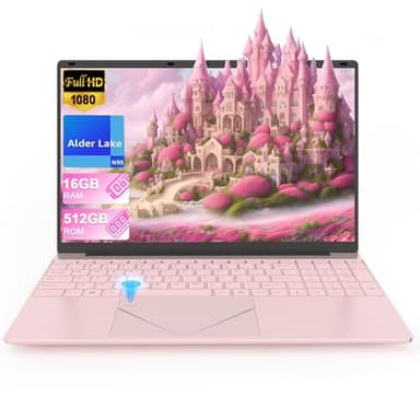 PINSTONE Ordenador portátil de 15,6 Pulgadas, 16 GB de RAM, 512 GB SSD PC portátil Quad Core N95 Computer, Soporte para Ordenador portátil Touch ID, WiFi, BT4.2, retroiluminación del Teclado