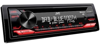 JVC KD-DB622BT Radio de Coche CD con Dab+ y Kit Manos Libres Bluetooth (procesador de Sonido, USB, AUX-In, Spotify Control, 4 x 50 vatios, iluminación de botón Rojo, sin Antena)