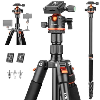 Victiv 78.7"/ 200cm Tripode Camara, Trípode Monopod de Viaje Ligero y Compacto de Aluminio, Tripode para Movil Panorámico 360° Trípode Fotografia para Canon Nikon Sony