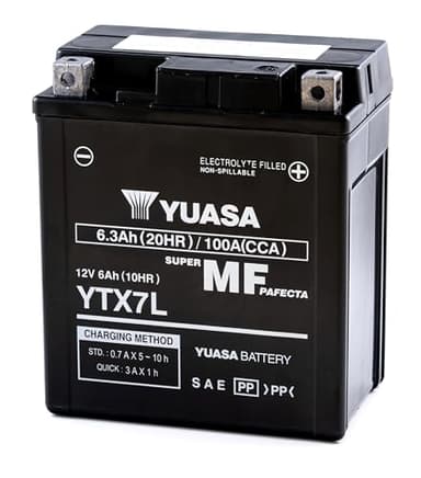 Yuasa YTX7L 12V 100 CCA Batería de moto AGM VRLA libre de mantenimiento