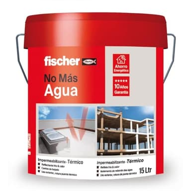 fischer - Pintura Impermeabilizante térmico | Aislamiento Térmico y Acústico | Resistente al Agua y Rayos UV | Ideal para Terrazas, Techos y Fachadas | 15L (Cubo 20kg) | Blanco