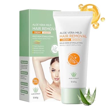 Crema de depilación, crema de depilación suave con aloe vera y vitamina E, depilación rápida y eficaz para piel suave y sedosa, crema depilatoria sin dolor para bikini, cara, cuerpo y mujeres