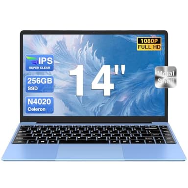 Ordenador portátil 14 Pulgadas 256GB SSD Celeron(hasta 2.8Ghz) Win 11 laptop 1920x1080 FHD Dual 5G WiFi BT 4.2 Soporta 1TB SSD Expansión con Ratón Inalámbrico para Trabajo-Estudio-Aprendizaje-Azul