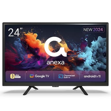 anexa - Smart TV 24 Pulgadas HD Android 11, Google Assistant, Control por Voz, televisión TDT 2024. Televisor con 3 años de garantía SMART24C01HG. Televisores compatibles Netflix, Prime Video y más