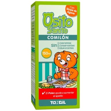 Osito Sanito Comilón 150 ml | Jarabe Infantil para Aumentar el Apetito - A base de Polen de Abeja, Jalea Real y Fenogreco - Con Sirope de Ágave. Sin gluten, Sin Edulcorantes | Laboratorios Tongil