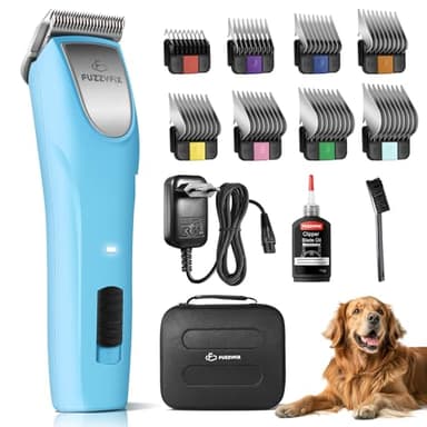 FuzzyFix Cortapelos Profesional, Máquina de Cortar Pelo para Perros Ergonómica de 2 Velocidades, para Pelo Largo y Enmarañado, Azul
