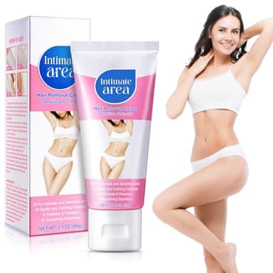 Crema Depilatoria, Depiladora Íntima/Privada, Crema Depilatoria Extra Suave para Fórmula Sensible Sin Dolor Y Sin Defectos,Bikini,Genitales,Piernas,Cuerpo,Crema De Afeitar Para Mujeres Y Hombres -60ML