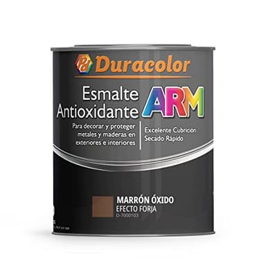 Esmalte Antioxidante ARM - Color Metal Efecto Forja Marrón Óxido - 750 ml - Superficie Exterior e Interior - Acabado Brillante y de Rápido Secado - Duracolor