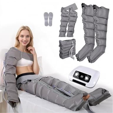 Masajeador Botas Presoterapia Brazos Piernas y Abdomen para Casa | 6 Cavidades Aparatos de Presoterapia Profesional Piernas y Abdomen (Gris 2 brazos + 2 piernas + abdomen)