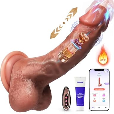 Consolador Juguetes Eróticos para Pareja Sexuales - Consoladores Realista para Mujer con Modos de Calentamiento Empuje y Vibración Vibradorador Mujer con App Dildo Anal Juguetes Sexuales para Hombre