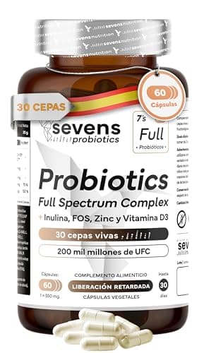 Probióticos y Prebióticos Intestinales Premium - 30 Cepas con Inulina y FOS - 200 Mil Millones por dosis - Lactobacillus rhamnosus, reuteri, gasseri, plantarum - Flora Intestinal, Digestión, Defensas