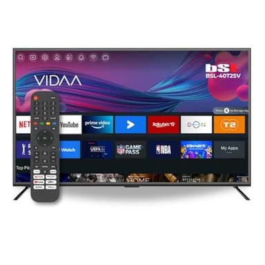 BSL-40T2SV VIDAA Smart TV 40 Pulgadas | WiFi | RJ45 | Resolución Full HD 1920X1080p | USB | DVBT2/S2 y Ci | Compatible con Youtube, Netflix, Disney +, Dazn, Prime | HDMI