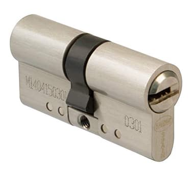 Amig - Cilindro de seguridad - Cerradura para puertas - Bombín de doble embrague -Leva larga - Incluye 3 llaves - Plateado Mate - Medidas: 70 (31-39 mm)