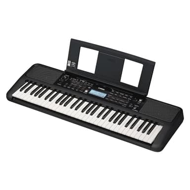 YAMAHA PSR-E383 Teclado portátil para principiantes, 650 voces de instrumentos auténticos y teclas sensibles a la pulsación con polifonía de 48 notas, incluye 2 clases online con un profesor