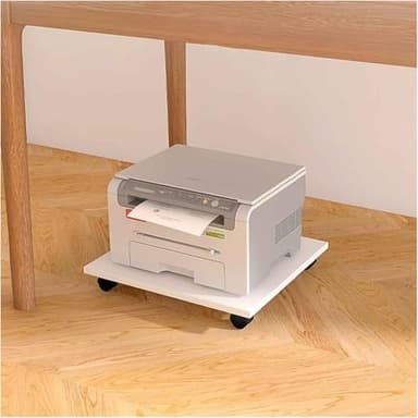 Soporte para impresora con ruedas, carrito móvil de madera para oficina en casa, estante rodante para impresora y fax, diseño compacto