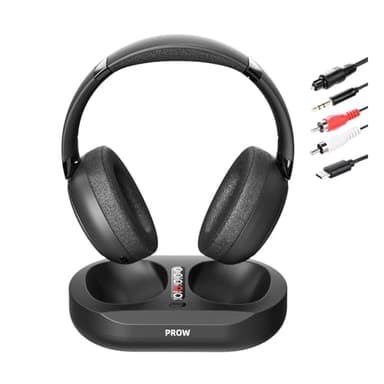 Auriculares Inalámbricos para TV, 2.4G y Bluetooth 5.3 Modo Dual Auriculares TV para Ancianos, Sin Retraso de Sincronización Labial, Aptos para Ancianos con Base Transmisión, Soporte Óptico/USB/RCA/BT